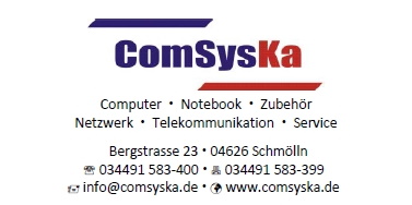 Firma ComSysKa aus Schmölln, Bergstraße 23, Telefon 03 44 91 5 8 3 400
